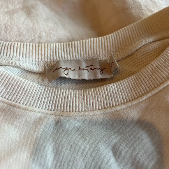 Beige Botany Cream French Terry Crop Crewneck Sweatshirt and Sweatshort Set, in - Picture 4 of 6